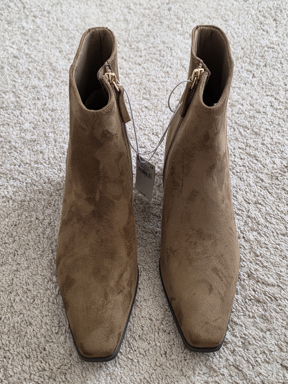 Old Navy Brown Suede Ankle Booties with Side Zip